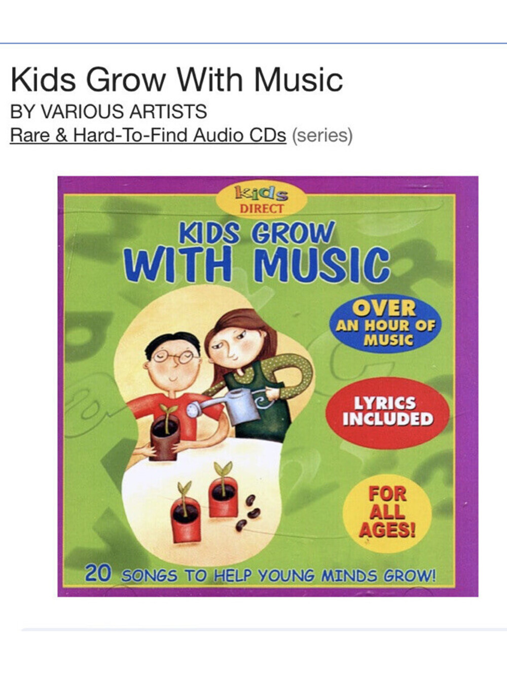 Kids Grow With Music - Music CD - Various Artists - 2000-07-11 - Direct Source